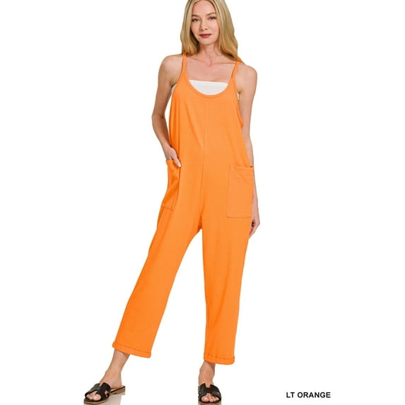 Zenana Women’s Spaghetti Strap Pocketed Cotton Jumpsuit – Loose Fit, Lightweight & Effortlessly Chic