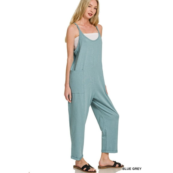 Zenana Women’s Spaghetti Strap Pocketed Cotton Jumpsuit – Loose Fit, Lightweight & Effortlessly Chic