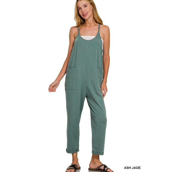 Zenana Women’s Spaghetti Strap Pocketed Cotton Jumpsuit – Loose Fit, Lightweight & Effortlessly Chic