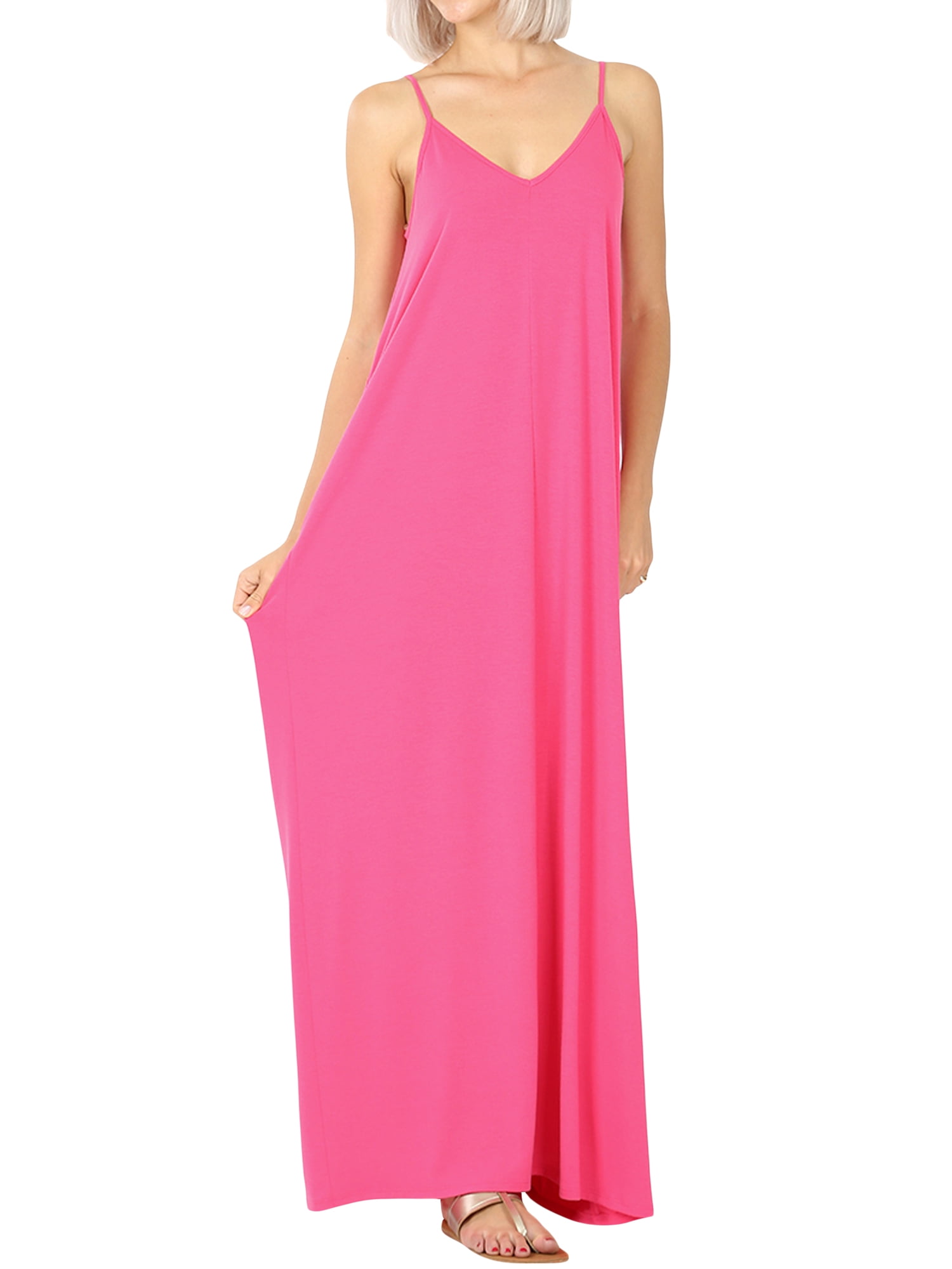 Scoop Neck Cotton Linen Maxi Beach Cami Dress