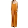thumbnail image 1 of Zenana Women's V-Neck Draped Jersey Beach Summer Cami Long Maxi Dress with Side Pockets, 1 of 5