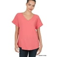 thumbnail image 1 of Zenana Women's V-Neck Heavy Dobby Boat Neck Rolled Short Sleeve Blouse Top, 1 of 3