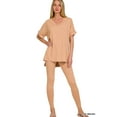 thumbnail image 1 of Zenana Women's V-Neck Short Sleeve & Leggings Comfy Loungewear Activewear Set, 1 of 4