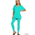 thumbnail image 1 of Zenana Women's V-Neck Short Sleeve & Leggings Comfy Loungewear Activewear Set, 1 of 3