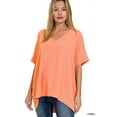 thumbnail image 1 of Zenana Women's V Neck Woven Airflow Dolman Short Sleeve Hi-Low Blouse Top, 1 of 4