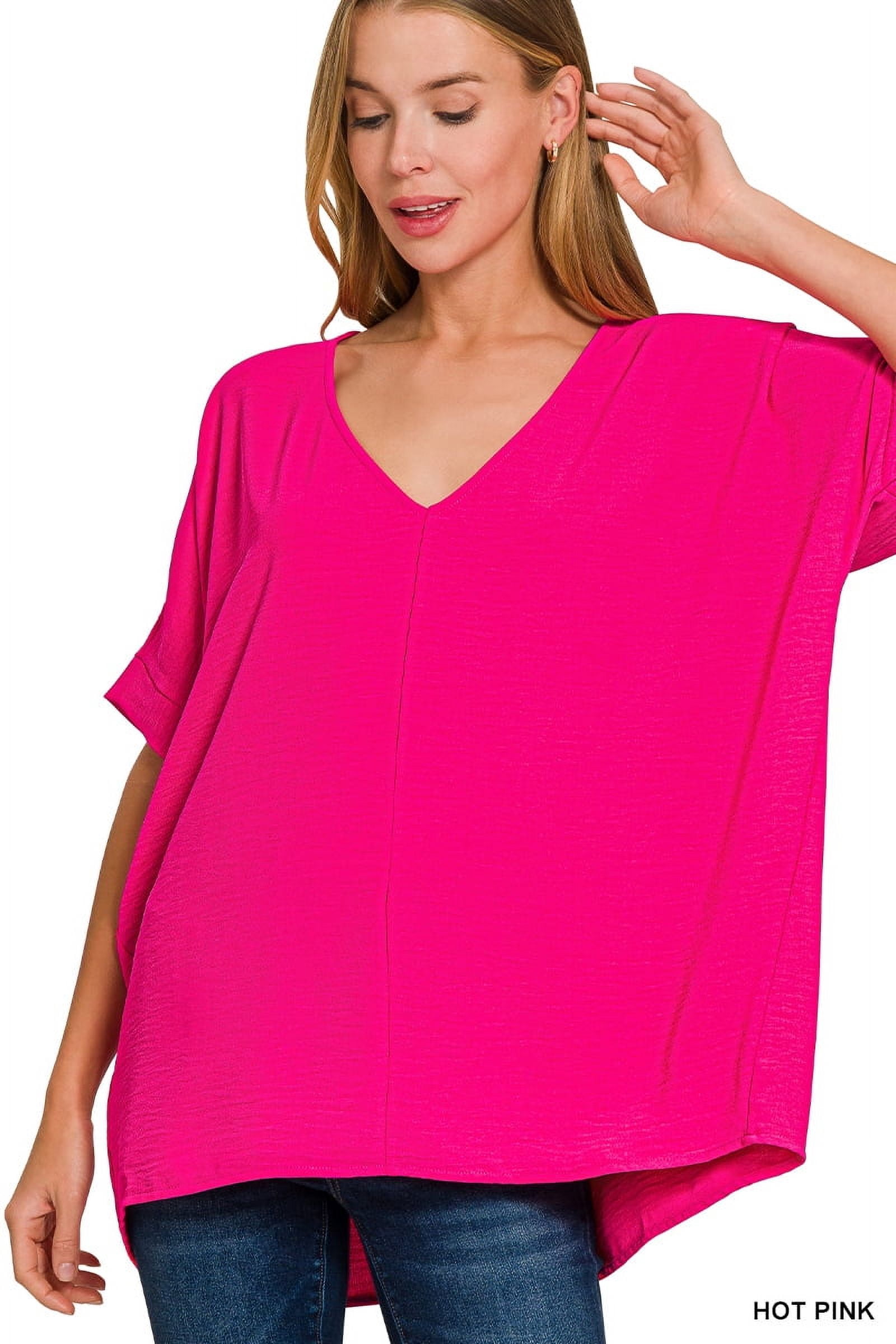Yinaa V Neck Women's Short Sleeve Blouse