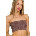 thumbnail image 1 of Zenana Women's Wide Pattern Knit Washed Ribbed Bandeau Seamless Nylon Cropped Tube Top, 1 of 3