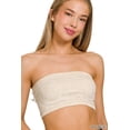 thumbnail image 1 of Zenana Women's Wide Pattern Knit Washed Ribbed Bandeau Seamless Nylon Cropped Tube Top, 1 of 3