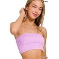 thumbnail image 1 of Zenana Women's Wide Pattern Knit Washed Ribbed Bandeau Seamless Nylon Cropped Tube Top, 1 of 3