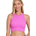 thumbnail image 1 of Zenana Women's Wide Ribbed Seamless Racerback Crew Neck Crop Tank Top, 1 of 4