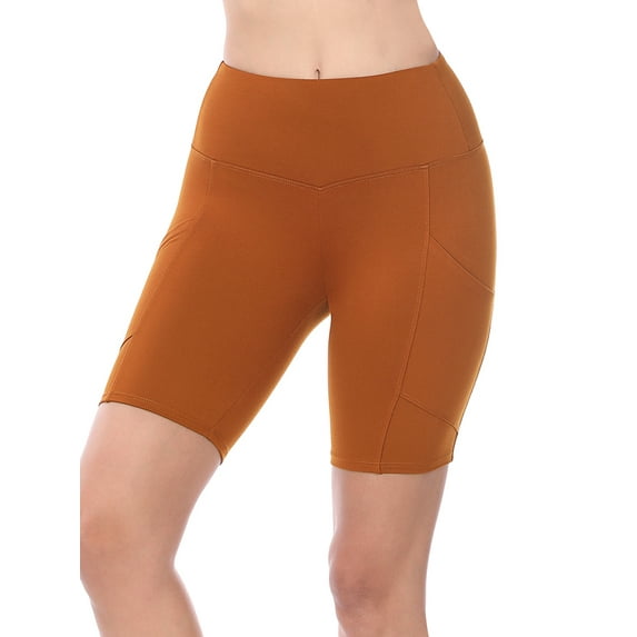 Zenana Women's Workout Yoga Running Compression Exercise Biker Shorts with Side Pockets