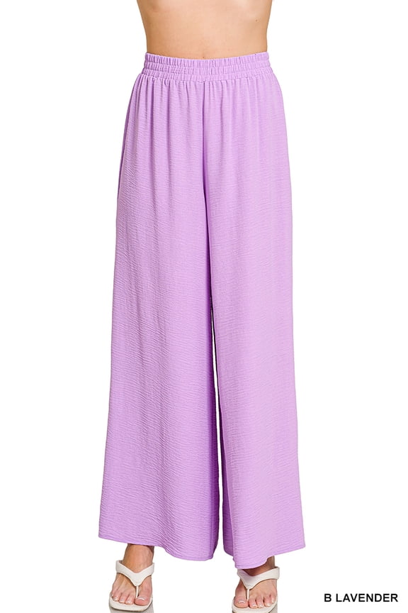 Women’s Woven Airflow Elastic Waistband Wide-Leg Loose Fit Pants