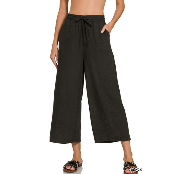 Zenana Women's Woven Crepe Elastic Waist Cropped Pants – Effortless Style & All-Day Comfort