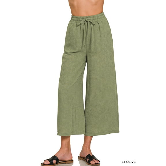 Zenana Women's Woven Crepe Elastic Waist Cropped Pants – Effortless Style & All-Day Comfort
