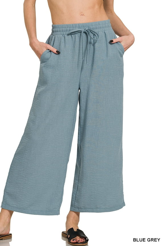 Women's Woven Crepe Elastic Waist Cropped Pants – Effortless Style & All-Day Comfort