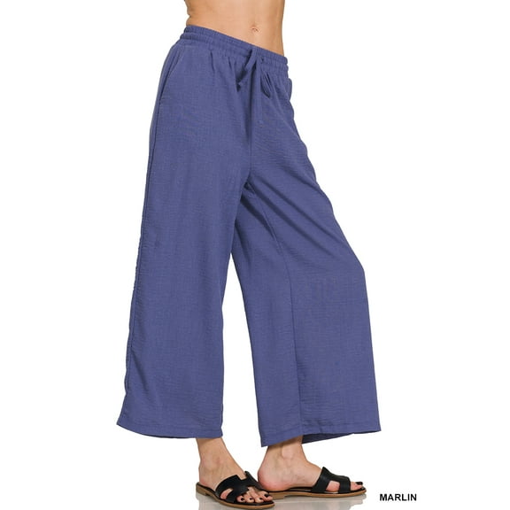 Zenana Women's Woven Crepe Elastic Waist Cropped Pants – Effortless Style & All-Day Comfort