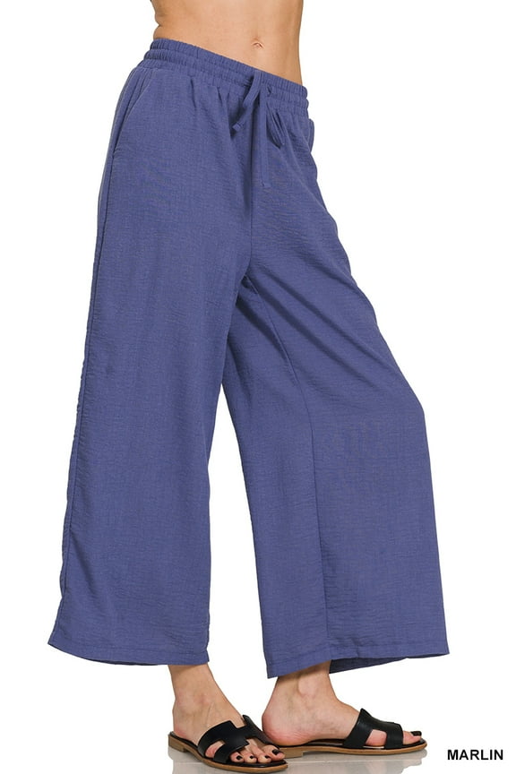 Women's Woven Crepe Elastic Waist Cropped Pants – Effortless Style & All-Day Comfort
