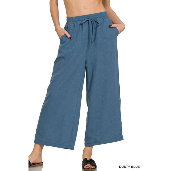 Zenana Women's Woven Crepe Elastic Waist Cropped Pants – Effortless Style & All-Day Comfort
