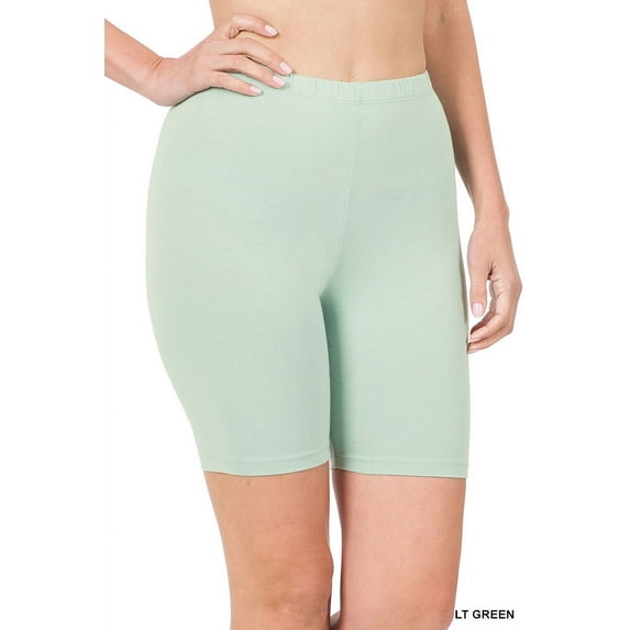 Zenana Womens & Plus Soft Cotton Stretch Mid Thigh Length Leggings Fitness Sport Biker Shorts