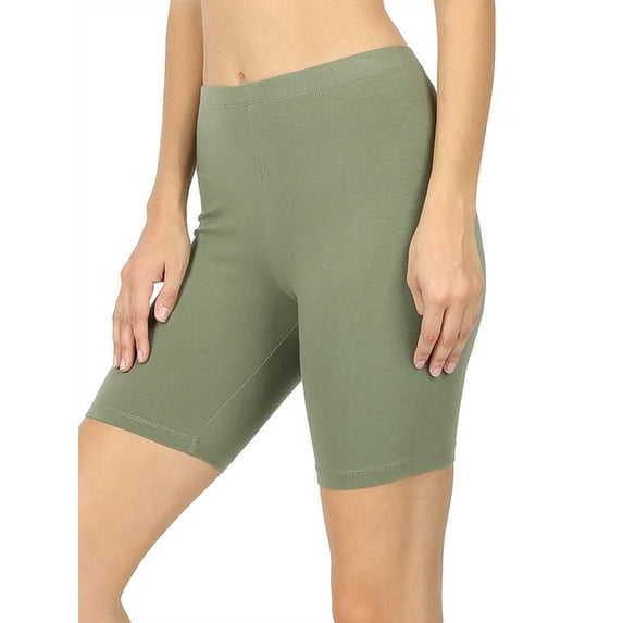 Zenana Plus Size Soft Cotton Stretch Mid Thigh Length Leggings Fitness Sport Biker Shorts