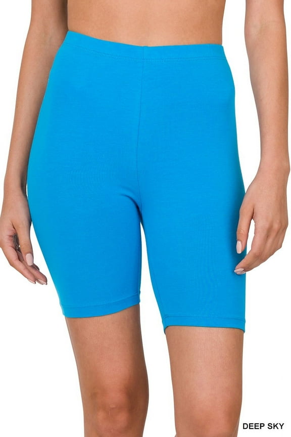 Womens & Plus Soft Cotton Stretch Mid Thigh Length Leggings Fitness Sport Biker Shorts