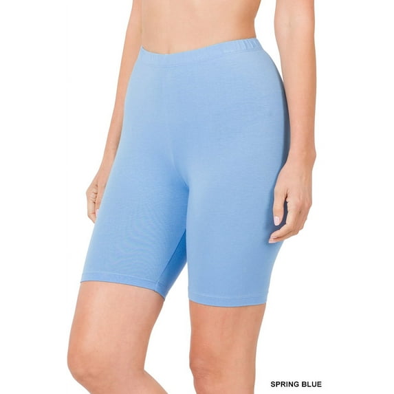 Zenana Womens & Plus Soft Cotton Stretch Mid Thigh Length Leggings Fitness Sport Biker Shorts