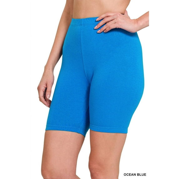 Zenana Womens & Plus Soft Cotton Stretch Mid Thigh Length Leggings Fitness Sport Biker Shorts