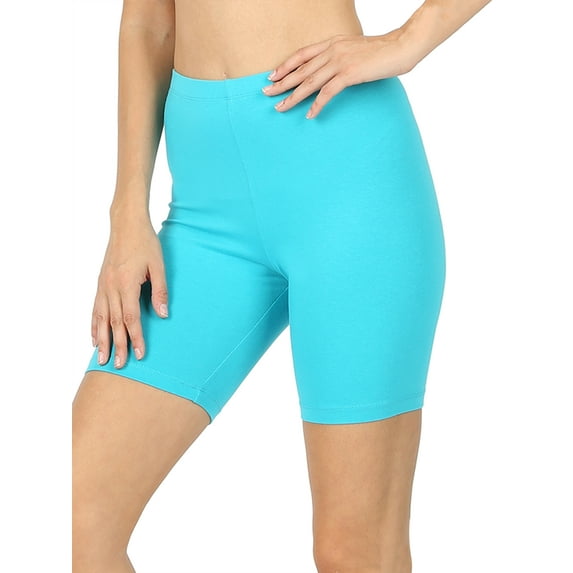 Zenana Plus Size Soft Cotton Stretch Mid Thigh Length Leggings Fitness Sport Biker Shorts