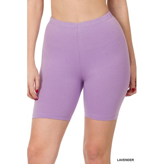 Zenana Womens & Plus Soft Cotton Stretch Mid Thigh Length Leggings Fitness Sport Biker Shorts