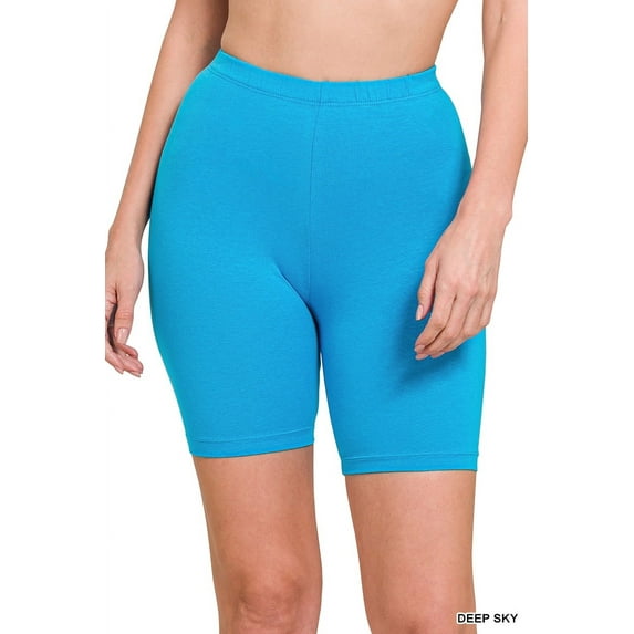Zenana Womens & Plus Soft Cotton Stretch Mid Thigh Length Leggings Fitness Sport Biker Shorts