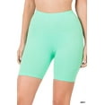 thumbnail image 1 of Zenana Plus Size Soft Cotton Stretch Mid Thigh Length Leggings Fitness Sport Biker Shorts, 1 of 4