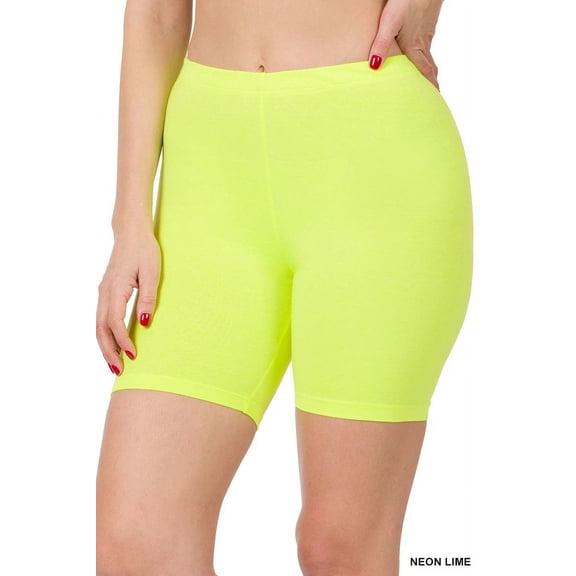 Zenana Plus Size Soft Cotton Stretch Mid Thigh Length Leggings Fitness Sport Biker Shorts