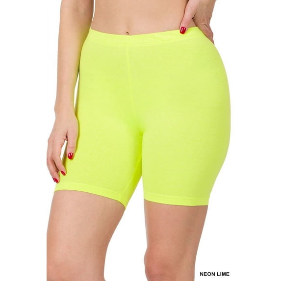 Zenana Plus Size Soft Cotton Stretch Mid Thigh Length Leggings Fitness Sport Biker Shorts