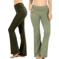 thumbnail image 1 of Zenana Womens & Plus Stretch Cotton Foldover Waist Bootcut Workout Yoga Pants, 1 of 3