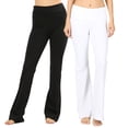 thumbnail image 1 of Zenana Womens & Plus Stretch Cotton Foldover Waist Bootcut Workout Yoga Pants, 1 of 3
