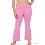 Zenana Womens & Plus Stretch Cotton Foldover Waist Bootcut Workout Yoga Pants
