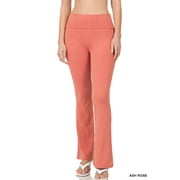 Zenana Womens & Plus Stretch Cotton Foldover Waist Bootcut Workout Yoga Pants