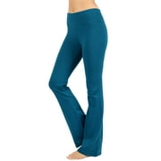 Zenana Womens & Plus Stretch Cotton Foldover Waist Bootcut Workout Yoga Pants