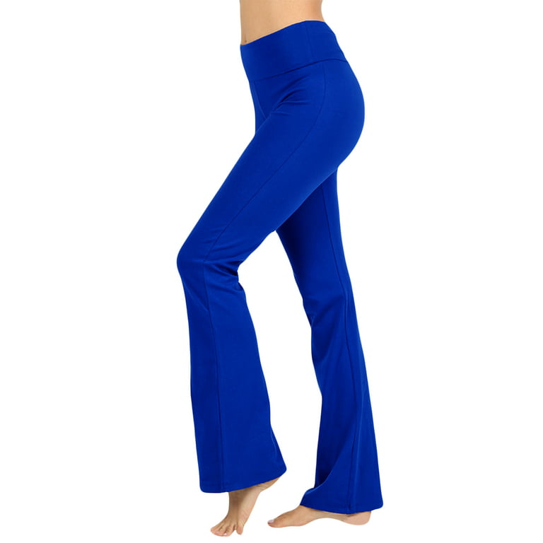Zenana Womens & Plus Stretch Cotton Foldover Waist Bootcut Workout Yoga  Pants 