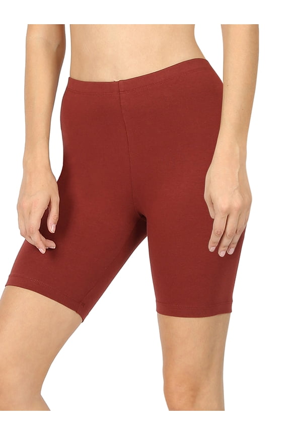 Womens's Cotton Stretch Mid Thigh Length Leggings Fitness Sport Biker Shorts