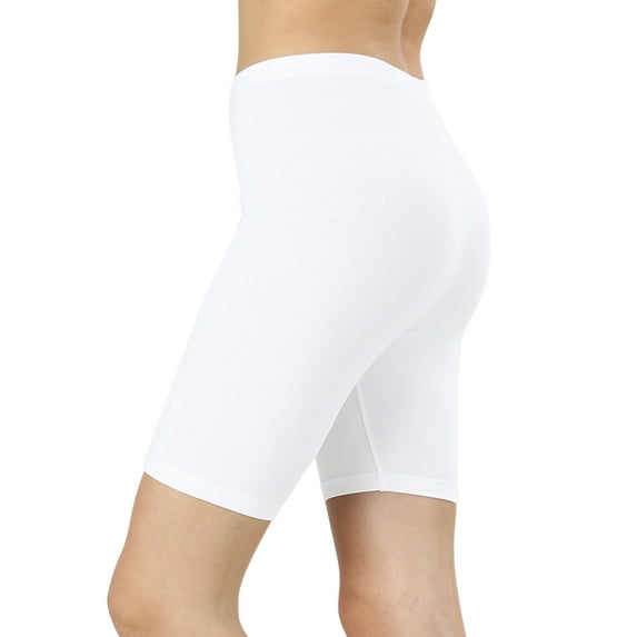 Zenana Womens's Cotton Stretch Mid Thigh Length Leggings Fitness Sport Biker Shorts