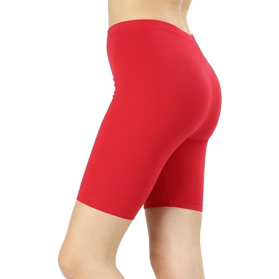 Zenana Womens's Cotton Stretch Mid Thigh Length Leggings Fitness Sport Biker Shorts