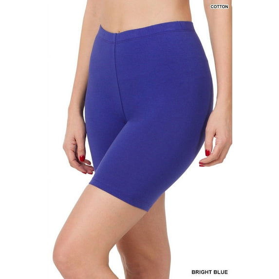 Zenana Womens's Cotton Stretch Mid Thigh Length Leggings Fitness Sport Biker Shorts