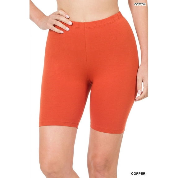 Zenana Womens's Cotton Stretch Mid Thigh Length Leggings Fitness Sport Biker Shorts