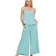 thumbnail image 1 of Zenana Woven Acid Crinkle Washed Cami  Pants 2 Piece Set, 1 of 4
