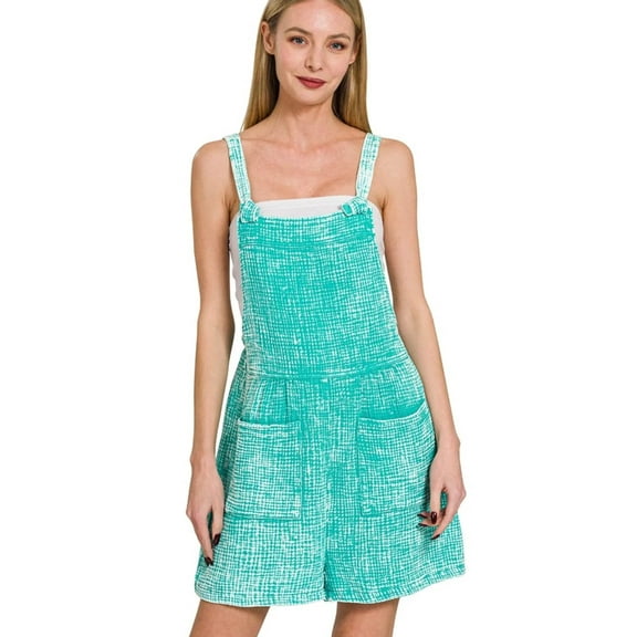 Zenana Woven Double Gauze Acid Washed Romper