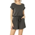 thumbnail image 1 of Zenana's Plus Size Short Sleeve Romper with Elastic Waist & Keyhole Back Summer Loungewear, 1 of 4