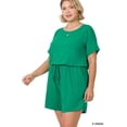 thumbnail image 1 of Zenana's Plus Size Short Sleeve Romper with Elastic Waist & Keyhole Back Summer Loungewear, 1 of 5