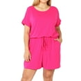 thumbnail image 1 of Zenana's Plus Size Short Sleeve Romper with Elastic Waist & Keyhole Back Summer Loungewear, 1 of 5
