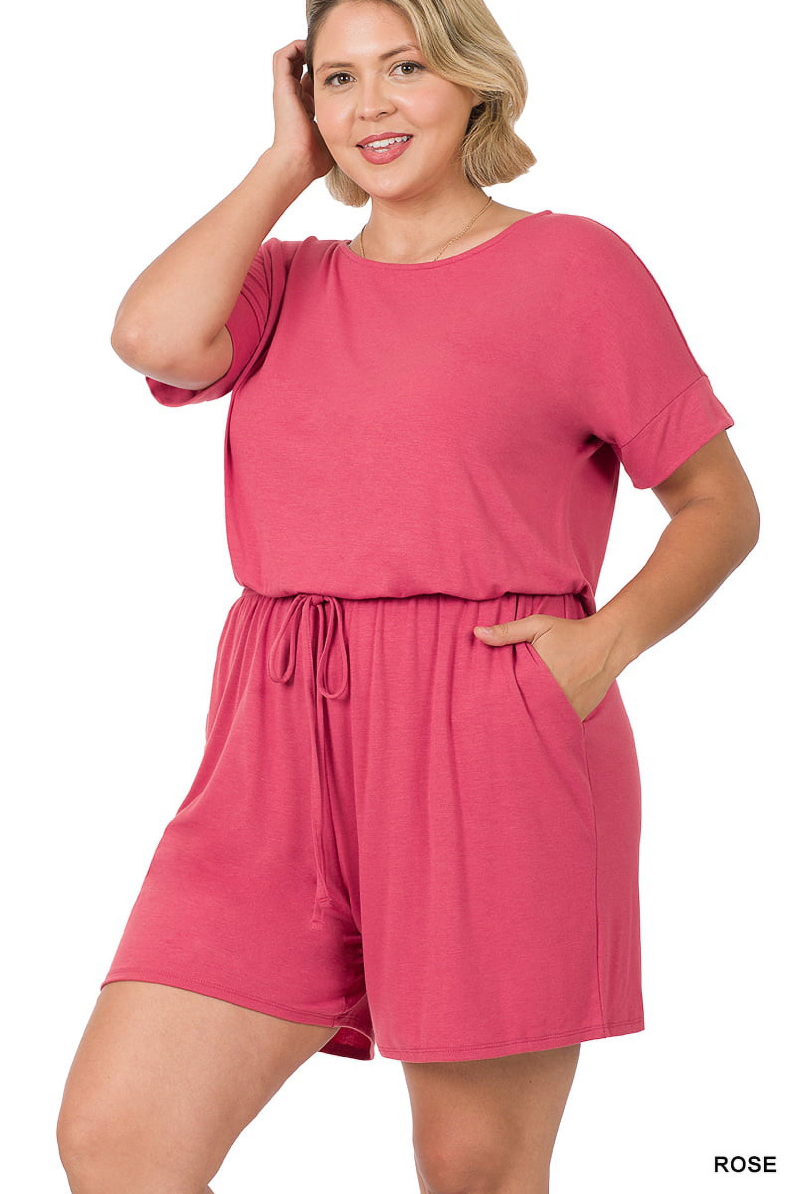 Zenana Women's Short Sleeve Romper with Elastic Waist